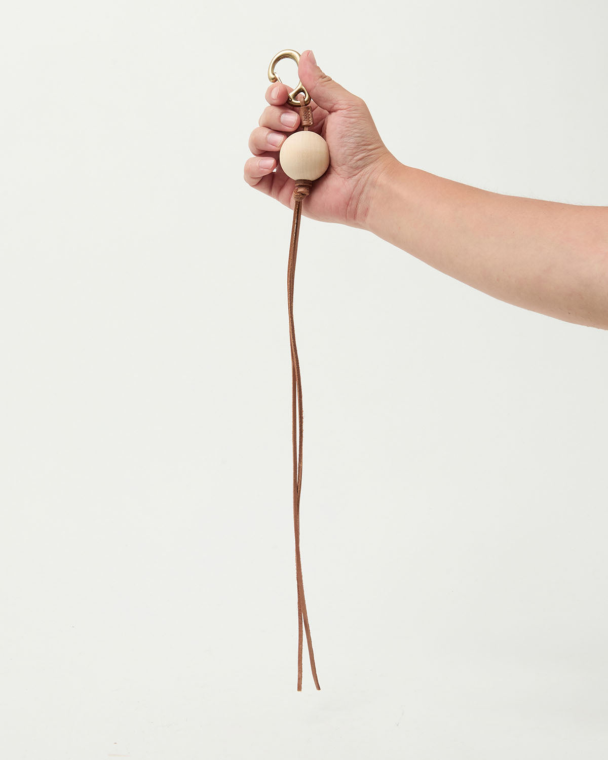 ROUND WOOD BEADS KEY RING with BRASS