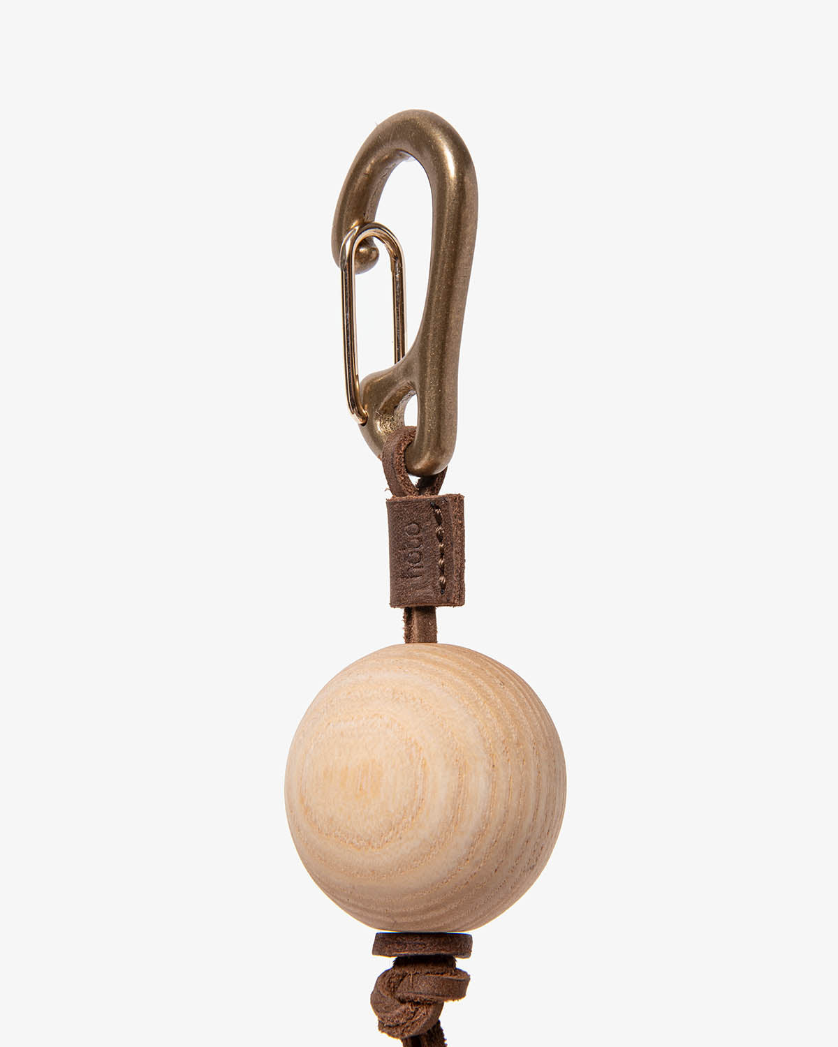 ROUND WOOD BEADS KEY RING with BRASS