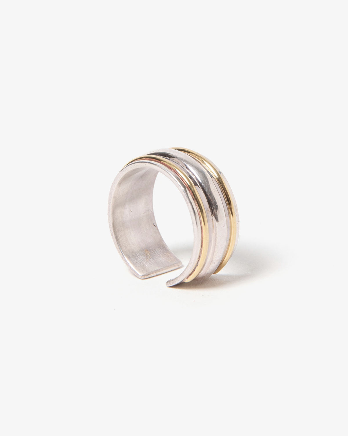 STRAIGHT LINE RING 925 SILVER with BRASS