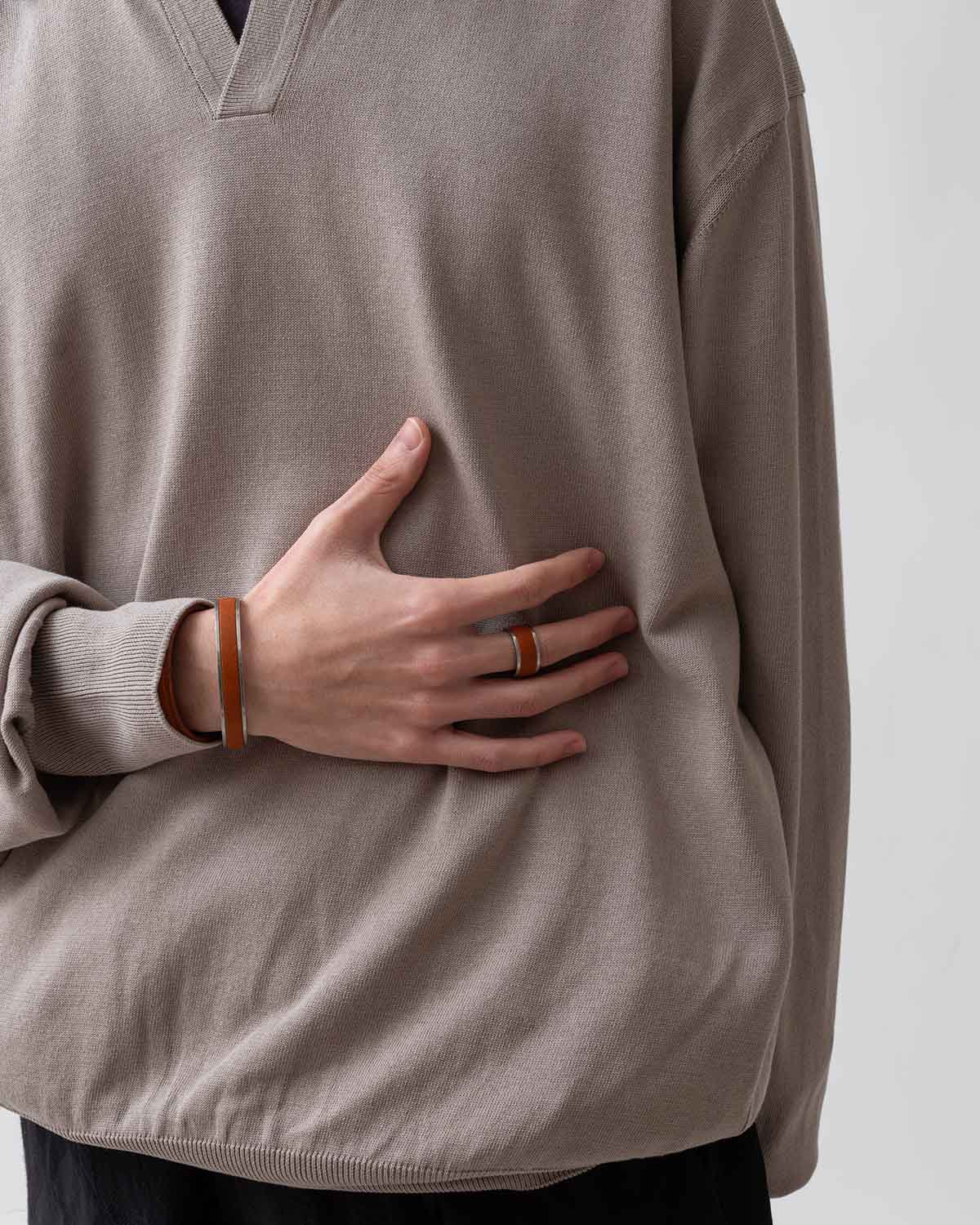 BRASS RING with HORSE LEATHER