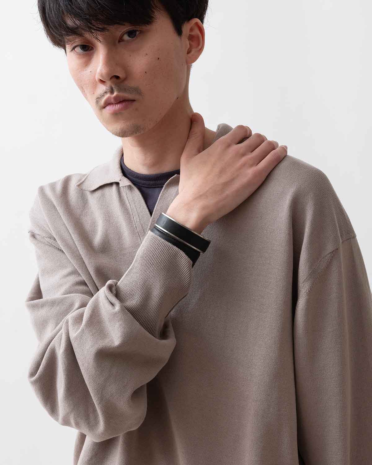 BRASS BRACELET WIDE with HORSE LEATHER