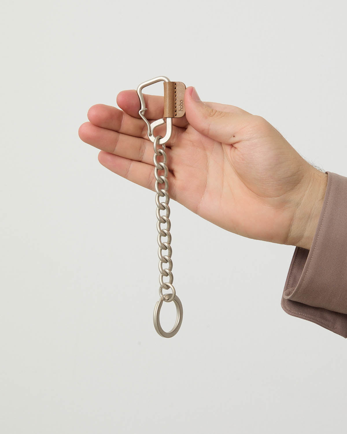 CARABINER CHAIN KEY RING with HORSE LEATHER