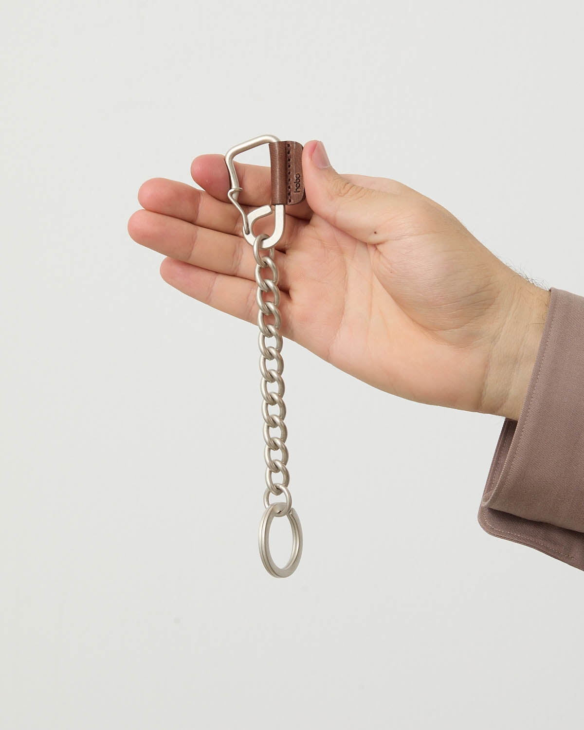 CARABINER CHAIN KEY RING with HORSE LEATHER
