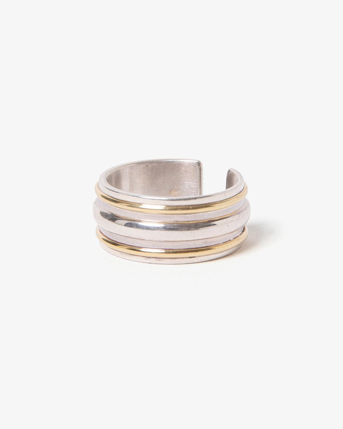 STRAIGHT LINE RING 925 SILVER with BRASS