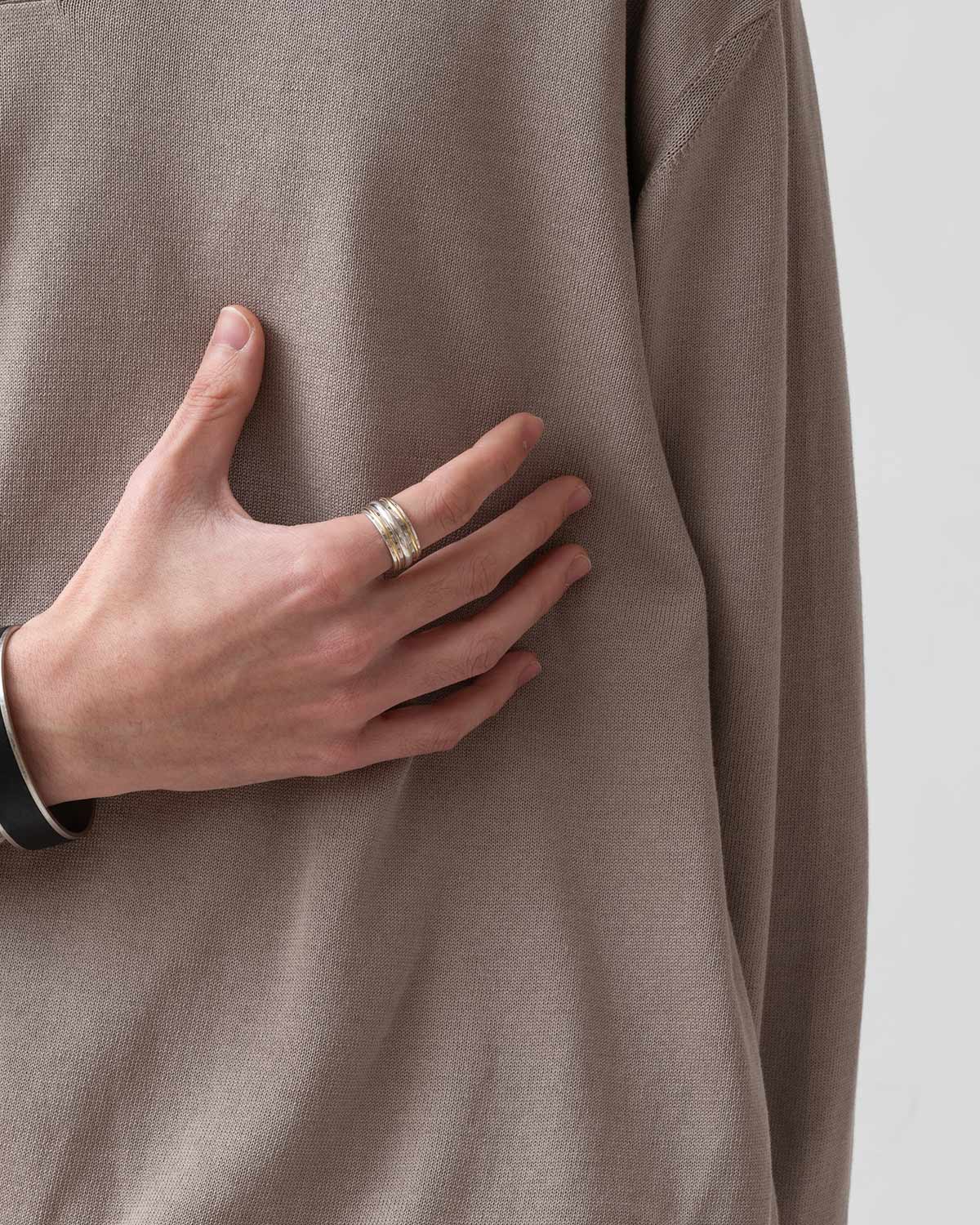 STRAIGHT LINE RING 925 SILVER with BRASS