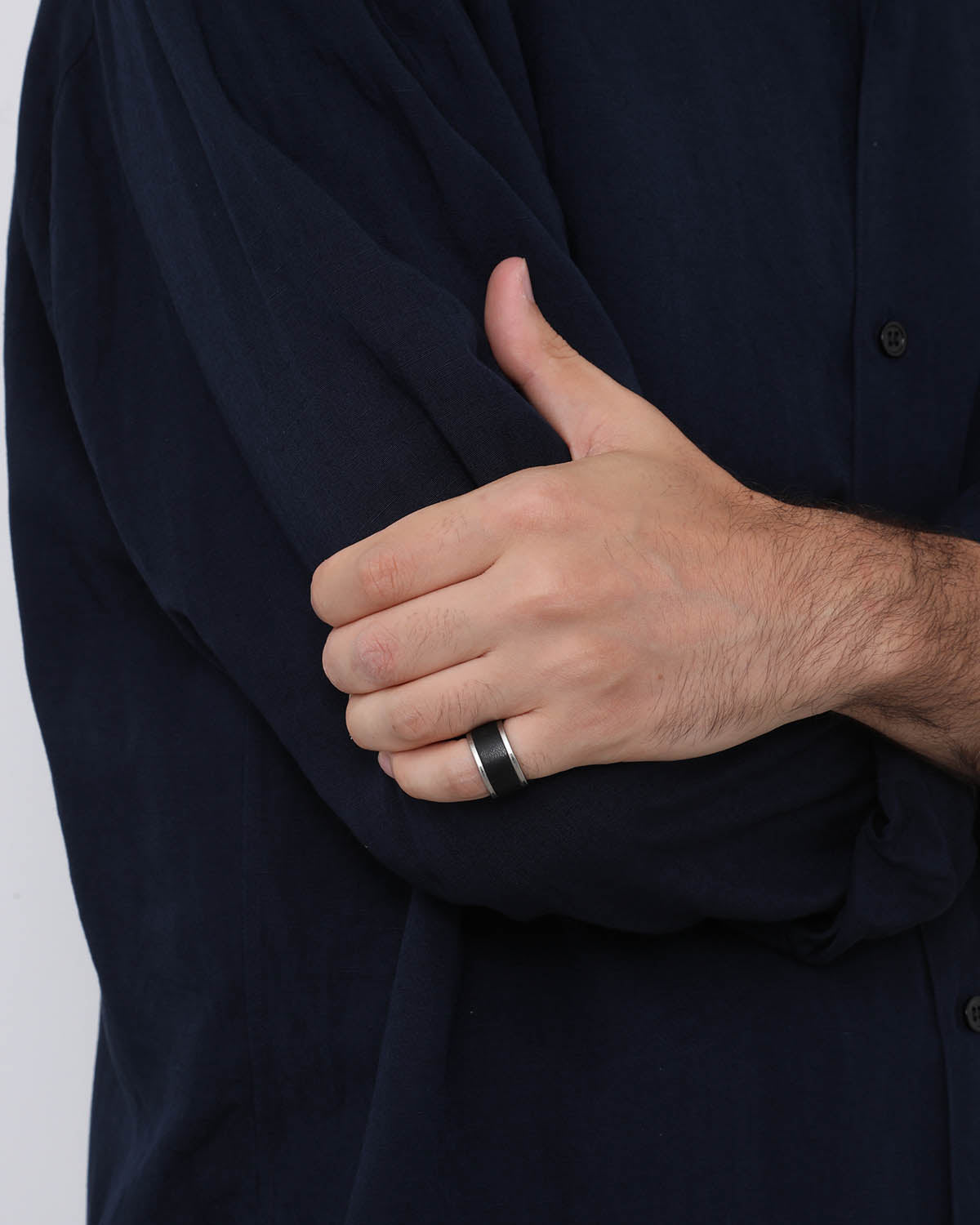 BRASS RING with HORSE LEATHER