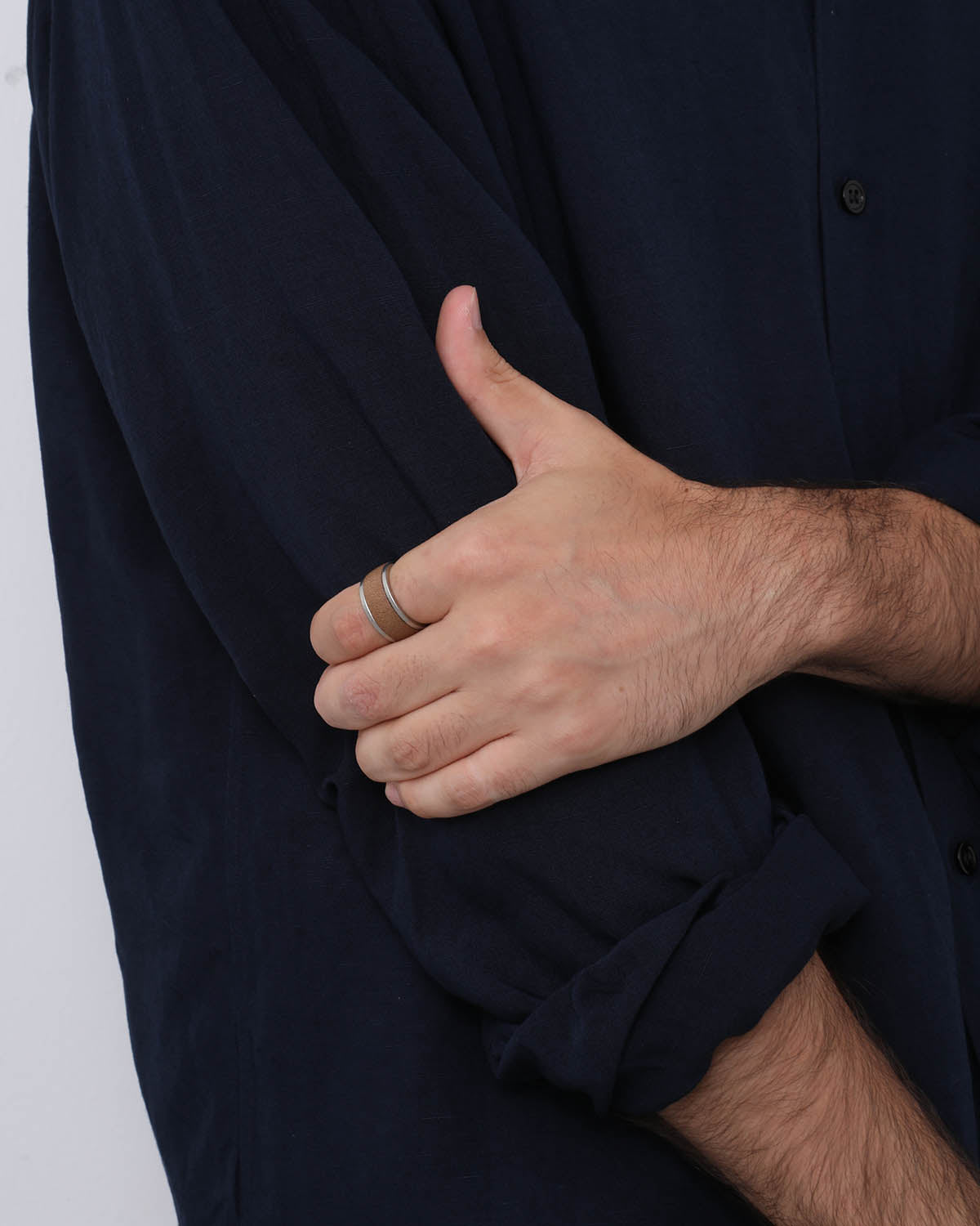 BRASS RING with HORSE LEATHER