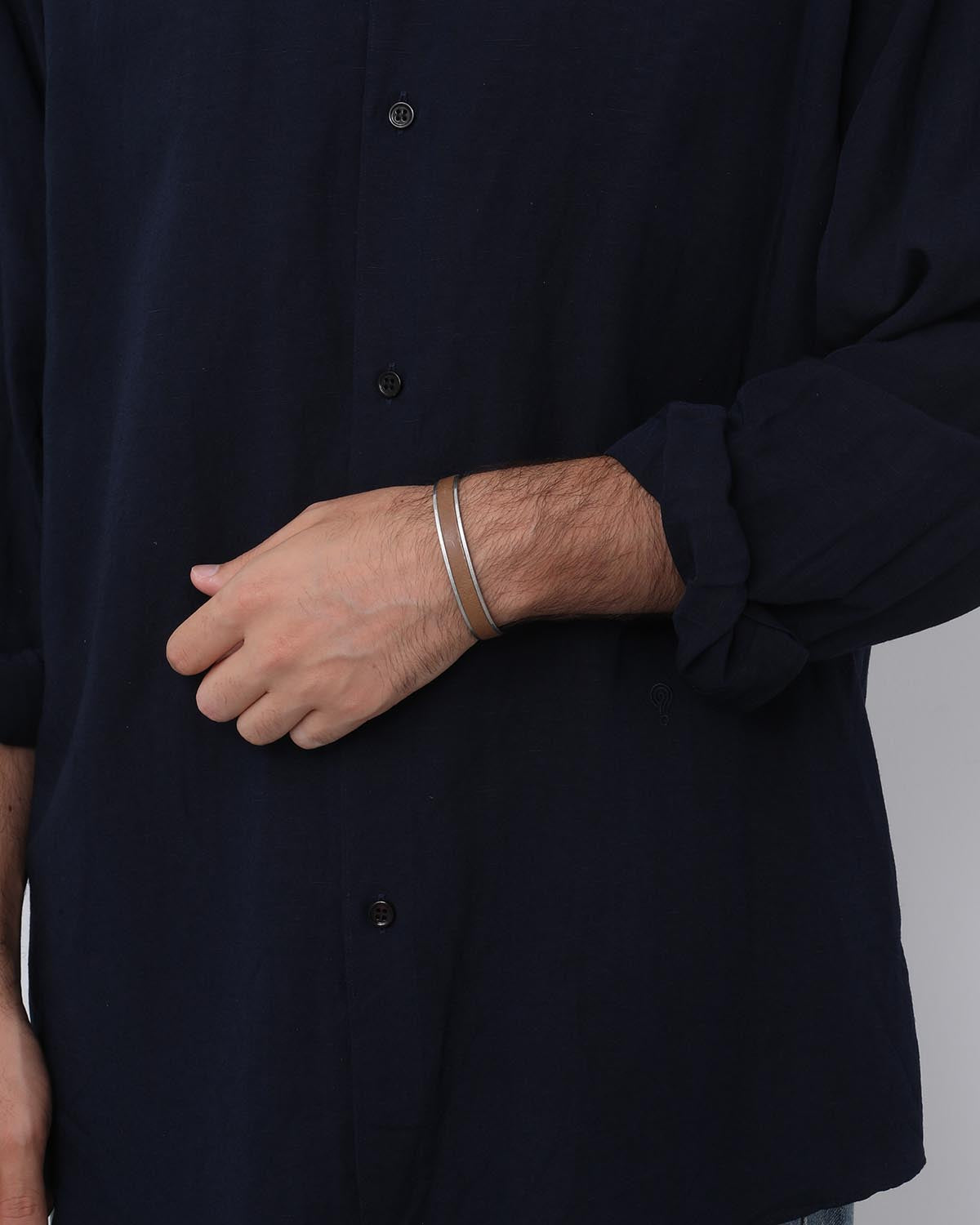 BRASS BRACELET NARROW with HORSE LEATHER