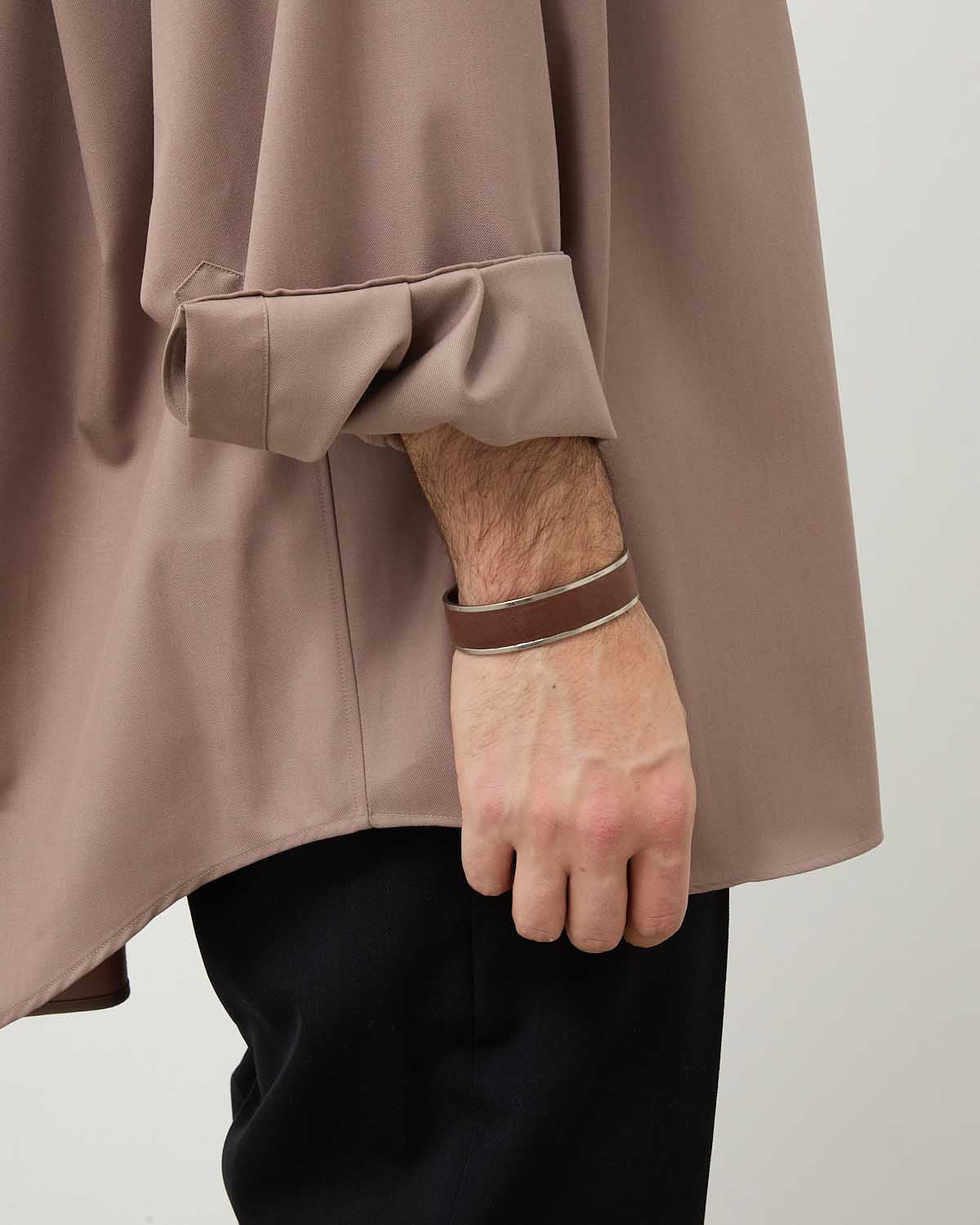 BRASS BRACELET NARROW with HORSE LEATHER