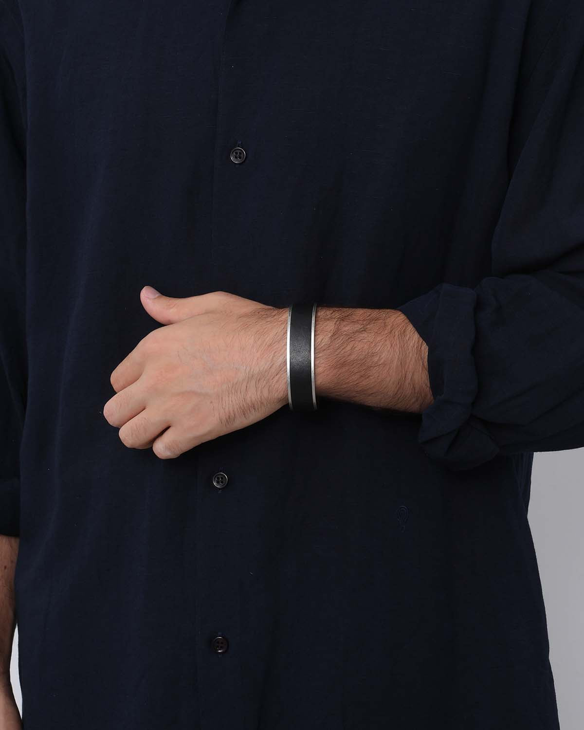 BRASS BRACELET WIDE with HORSE LEATHER