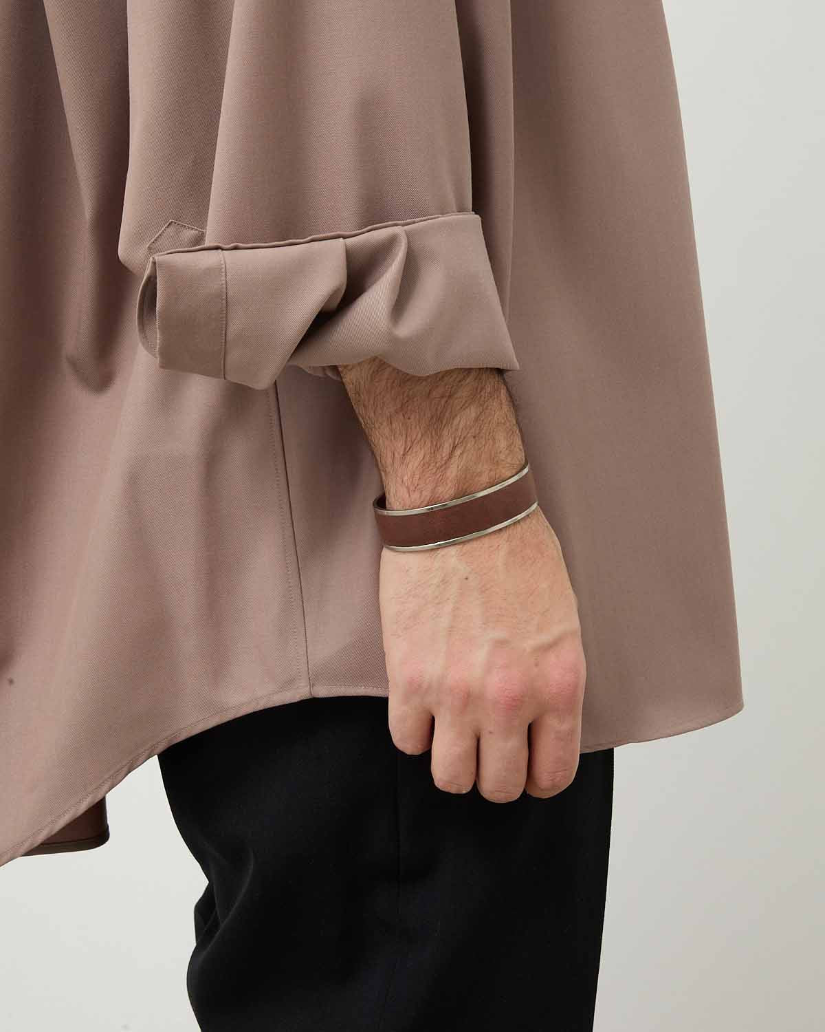 BRASS BRACELET WIDE with HORSE LEATHER