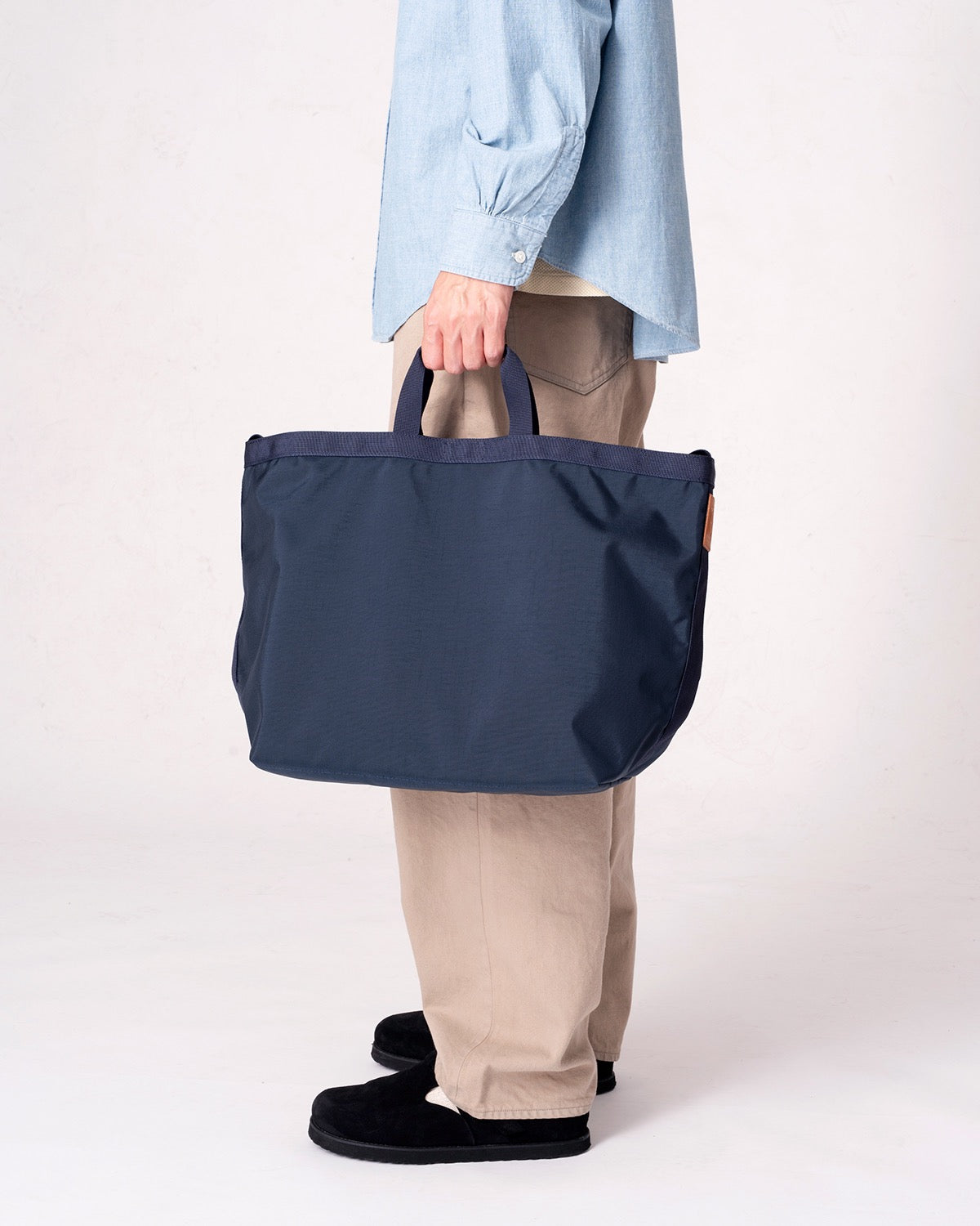 2WAY TOTE BAG NYLON OXFORD with COW SUEDE