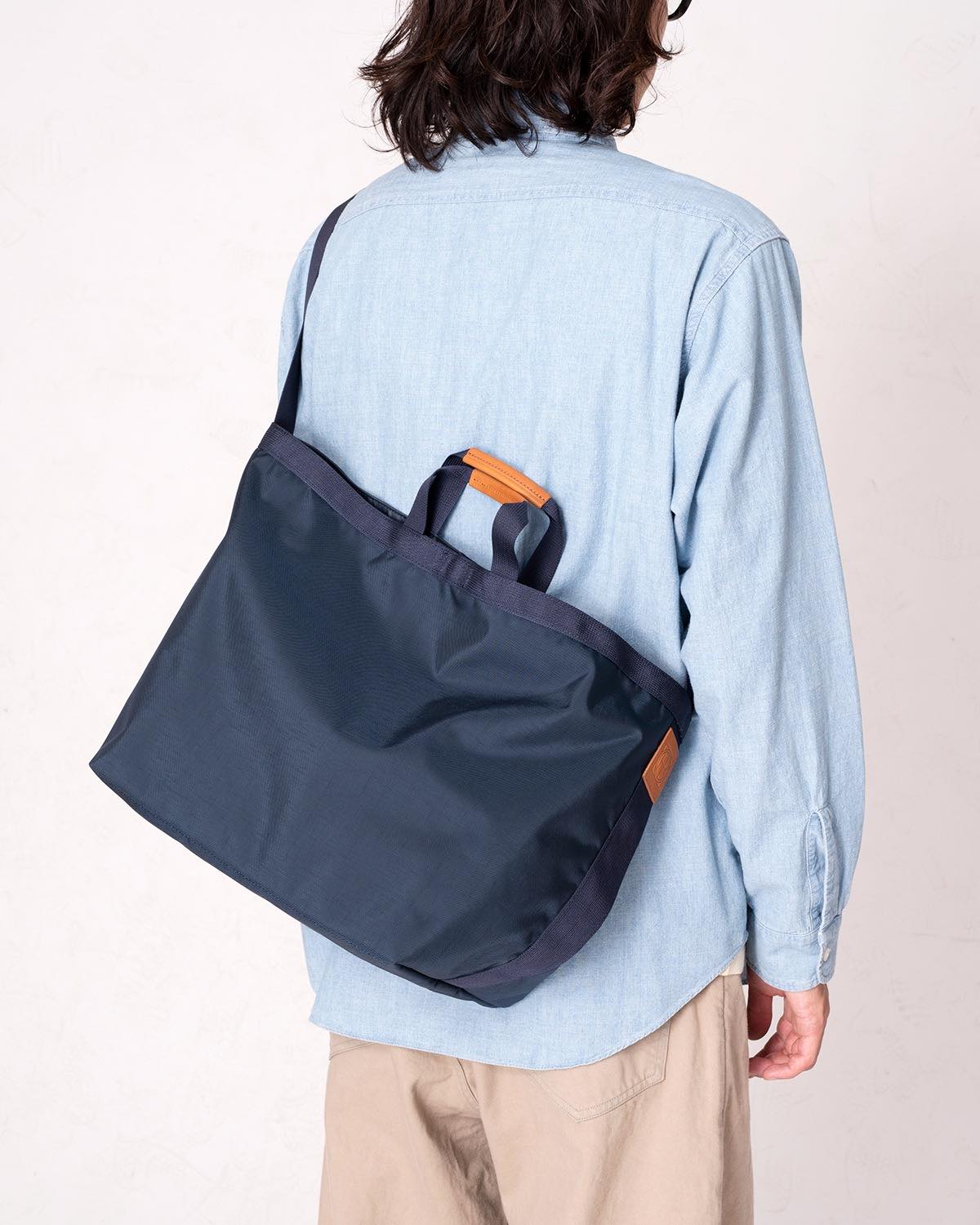 2WAY TOTE BAG NYLON OXFORD with COW SUEDE
