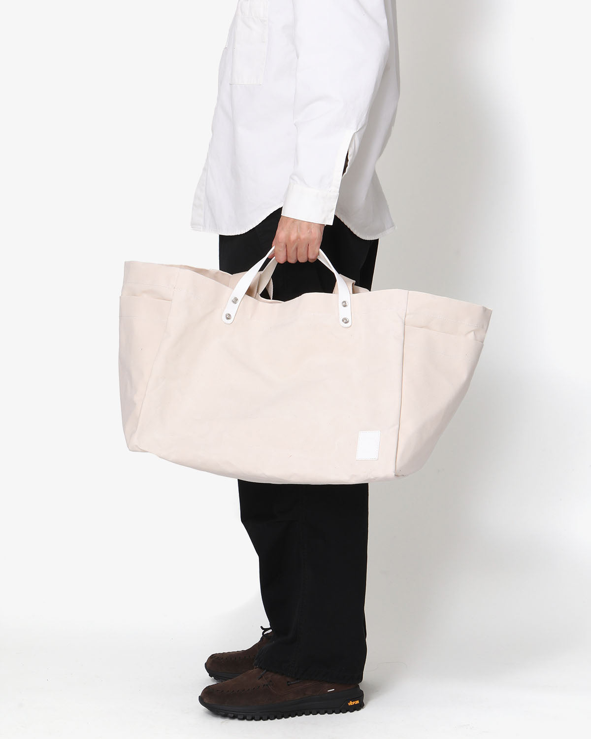 2WAY TOTE BAG DUCK CANVAS with COW LEATHER