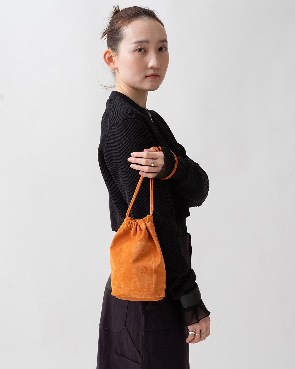 DRAWSTRING POUCH PIG SUEDE