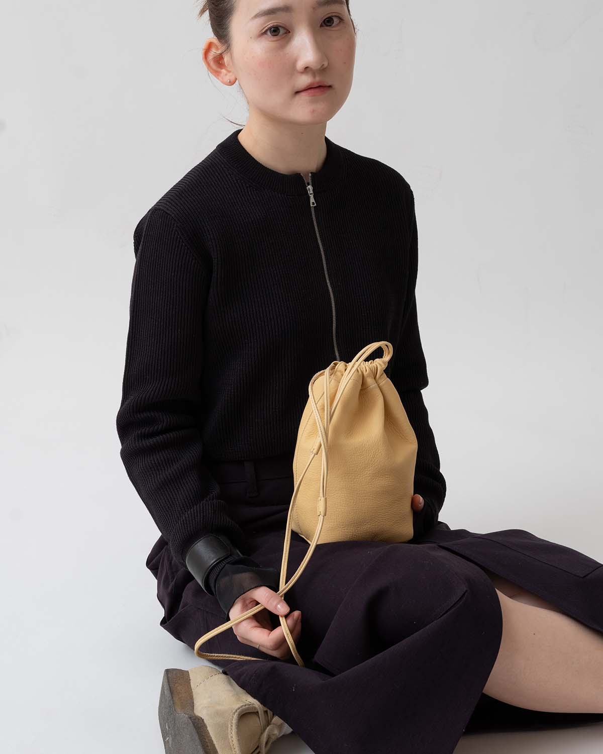 DRAWSTRING POUCH DEER LEATHER