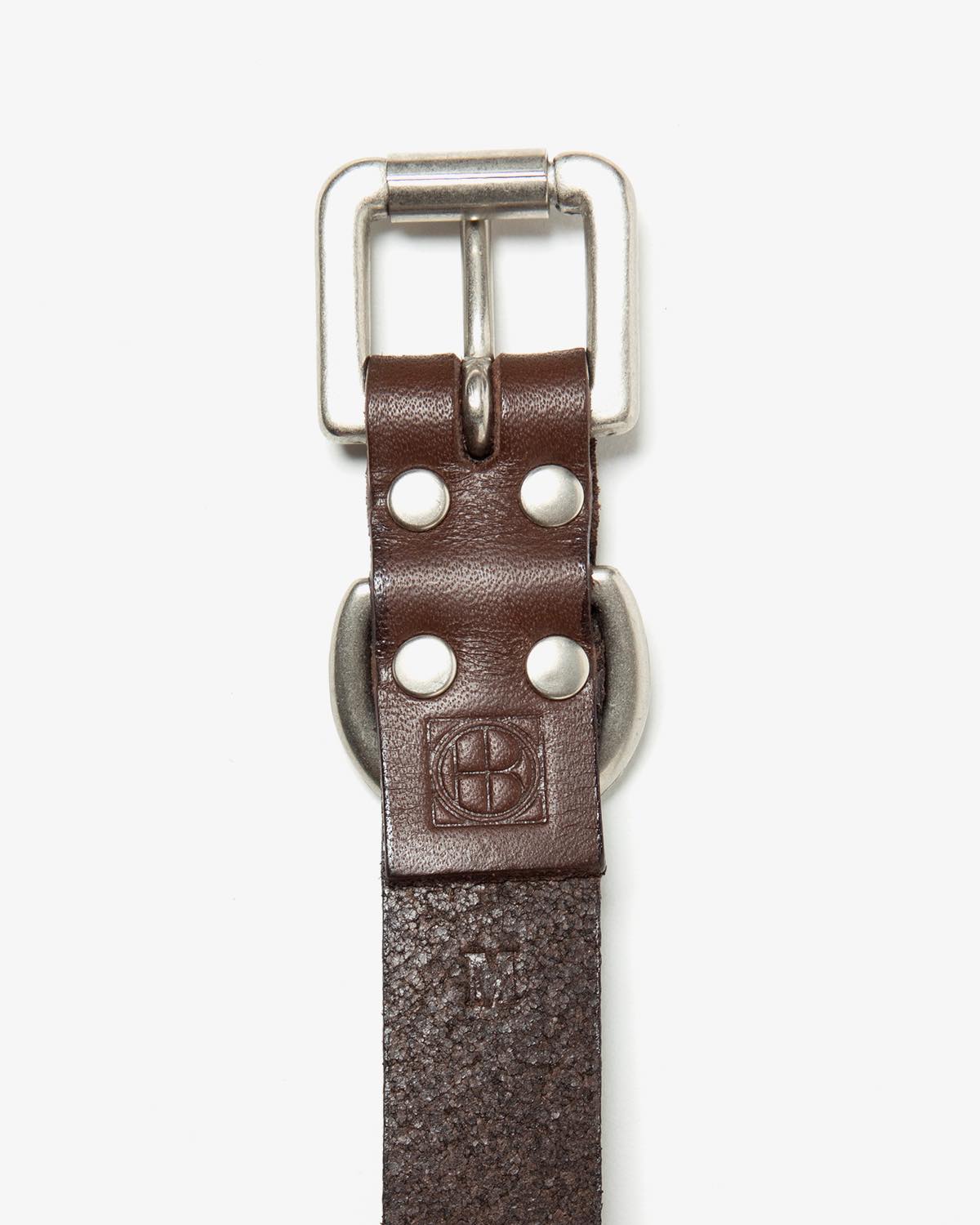 STUDDED ROLLER BUCKLE BELT COW LEATHER