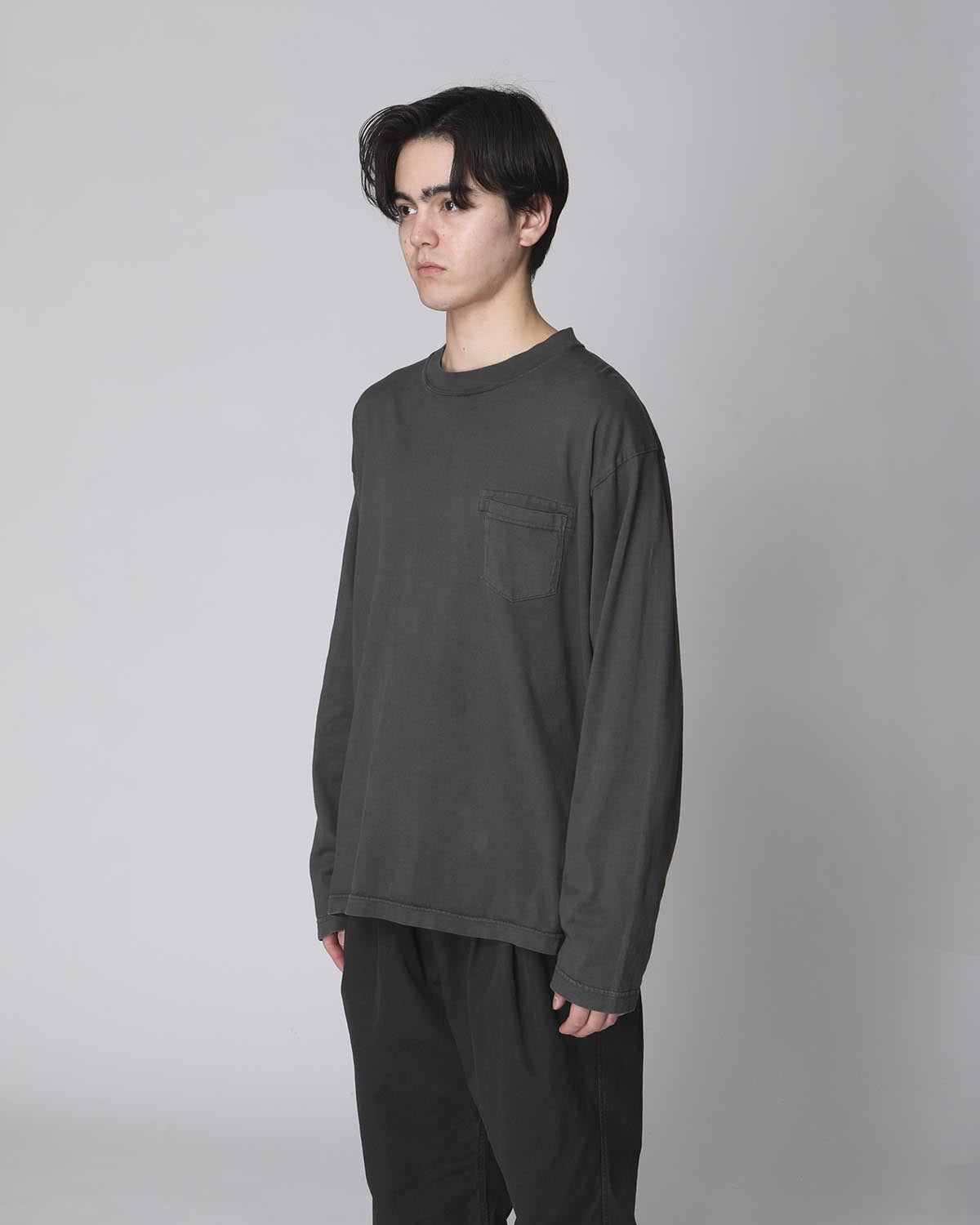 L/S CREW NECK TEE COTTON JERSEY OVERDYED