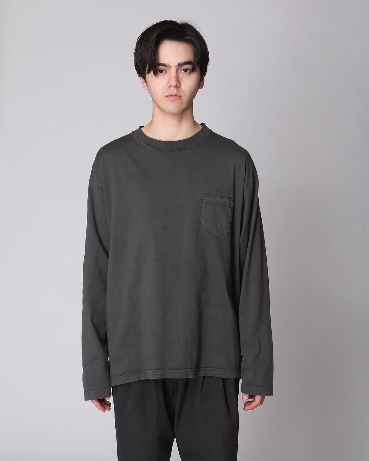 L/S CREW NECK TEE COTTON JERSEY OVERDYED