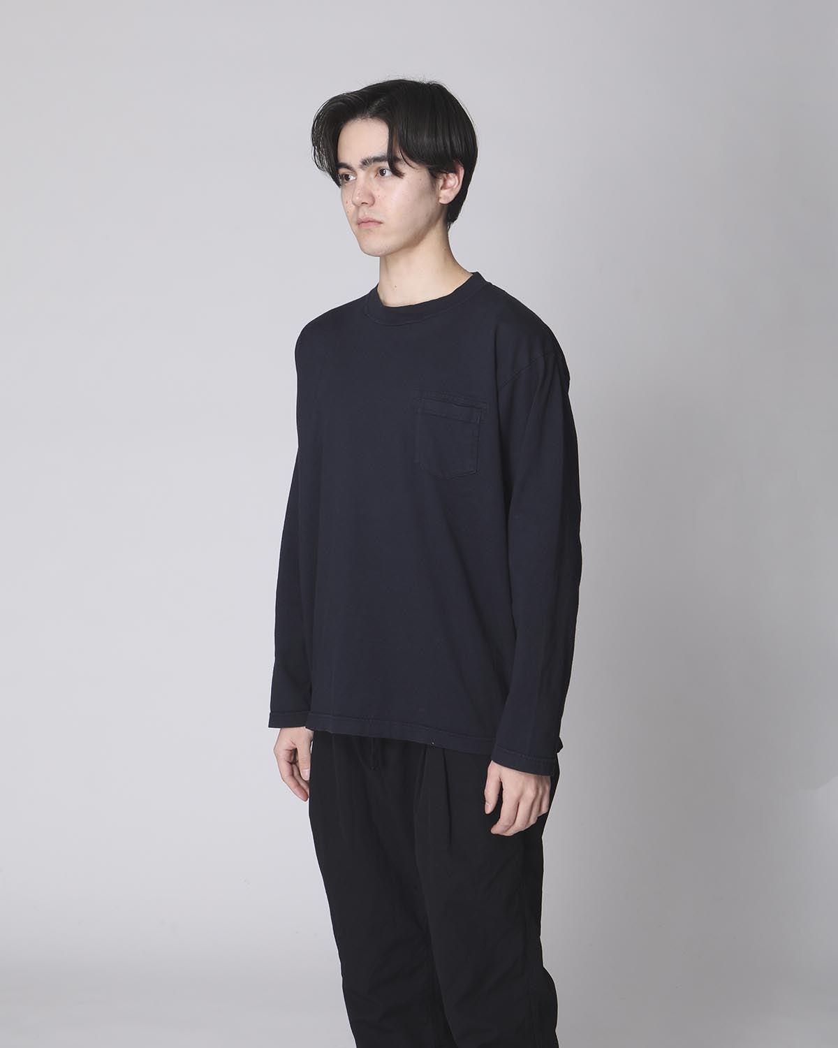 L/S CREW NECK TEE COTTON JERSEY OVERDYED