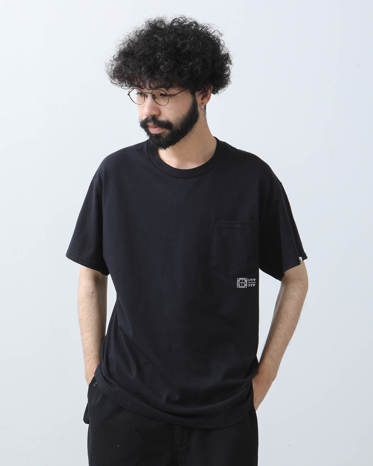 EMBROIDED LOGO POCKET TEE COTTON JERSEY by CITY COUNTRY CITY