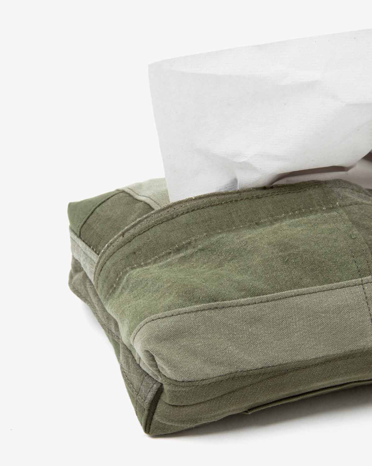 TISSUE HOLDER UPCYCLED PATCHWORK COTTON