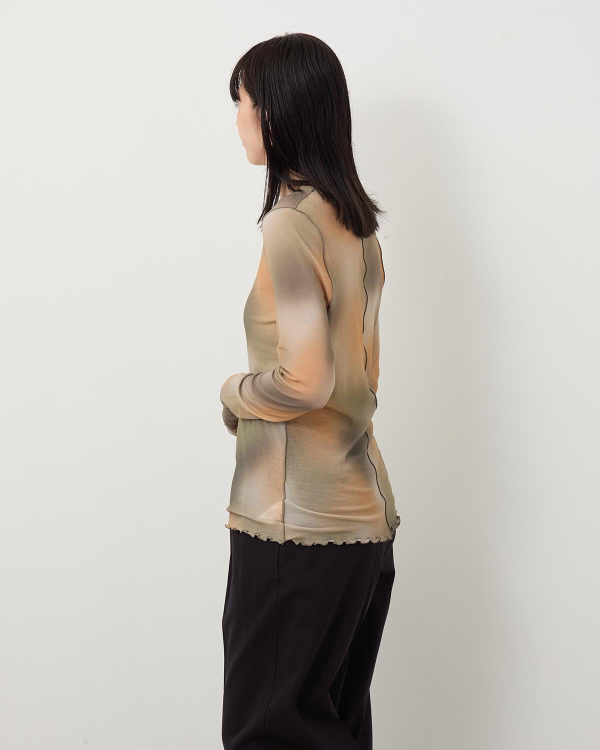 BLUR-PAINTED PRINT RIB LS PO