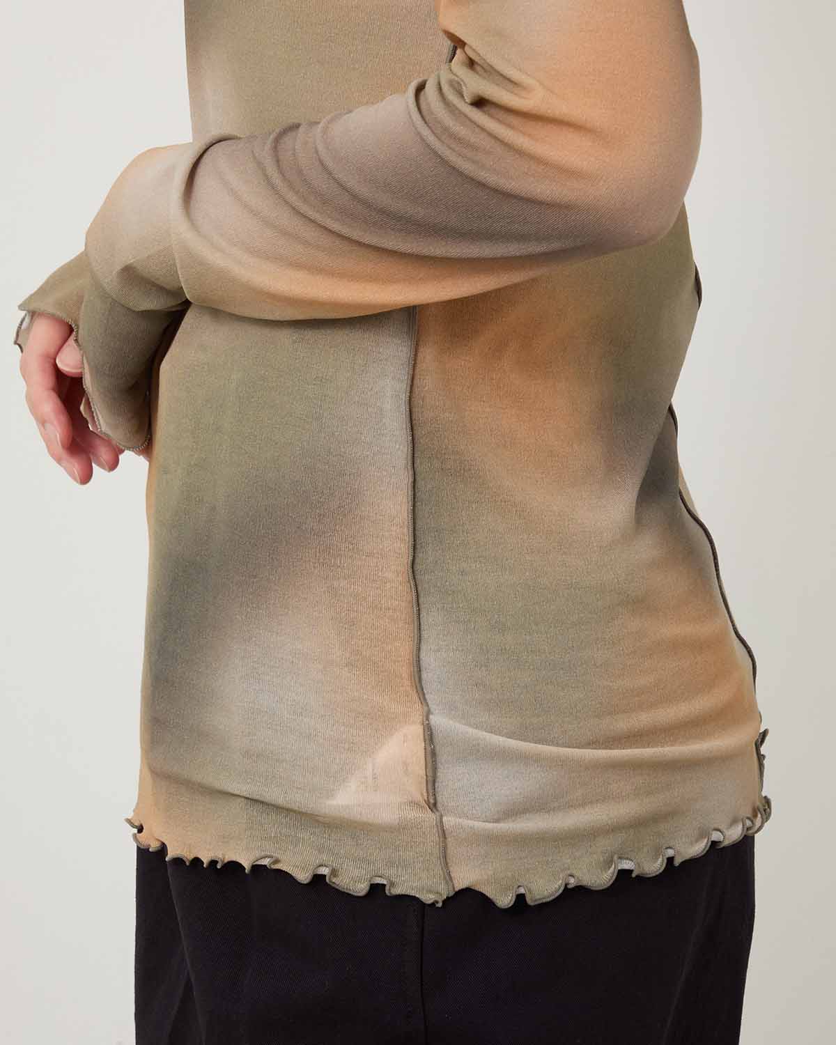 BLUR-PAINTED PRINT RIB LS PO