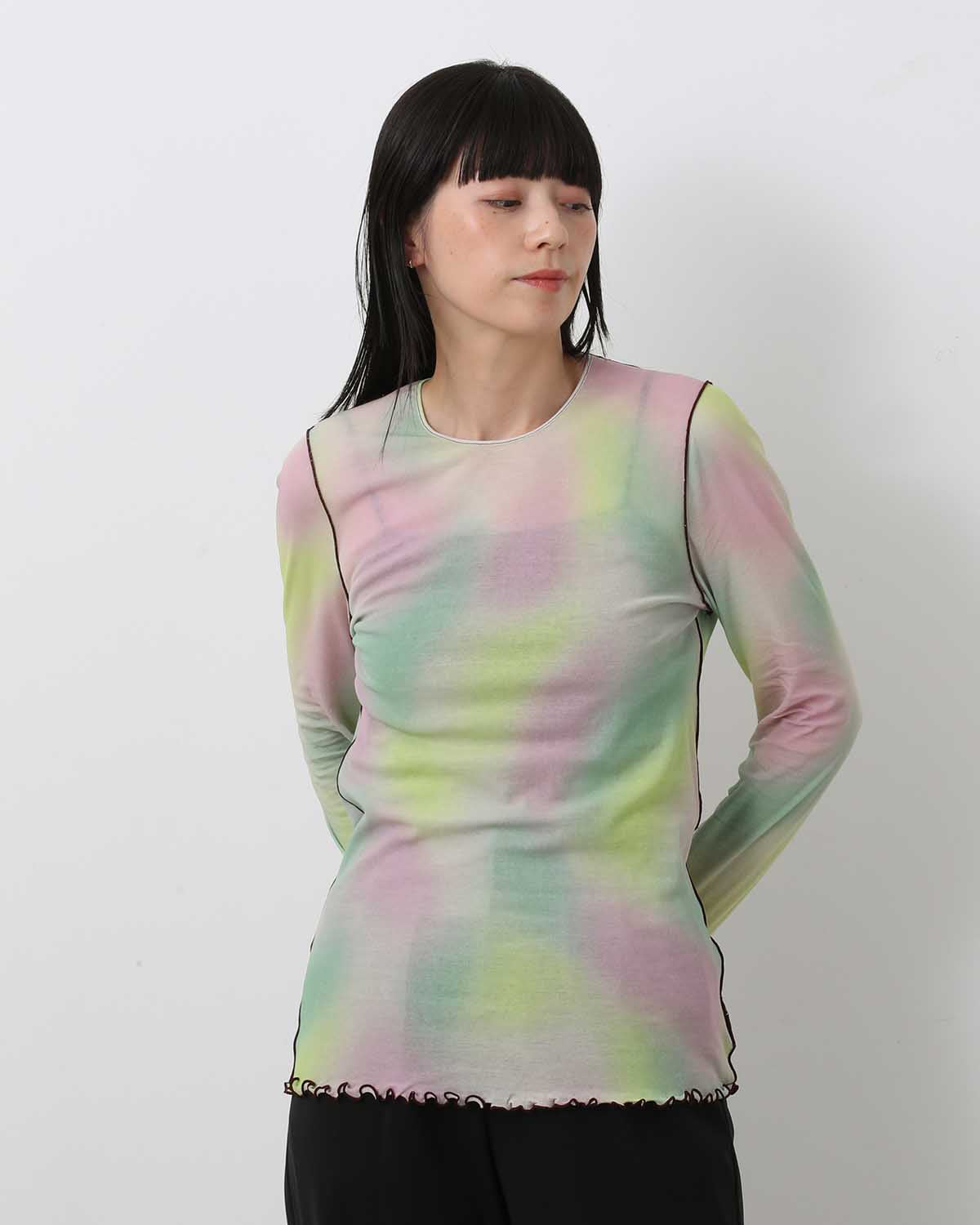 BLUR-PAINTED PRINT RIB LS PO