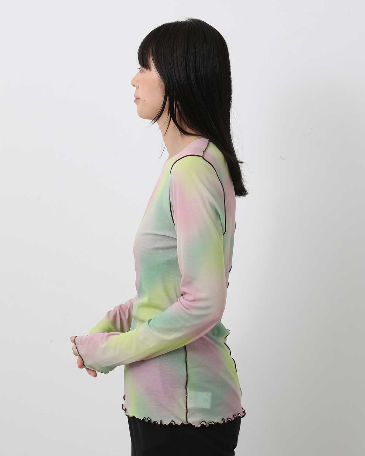 BLUR-PAINTED PRINT RIB LS PO