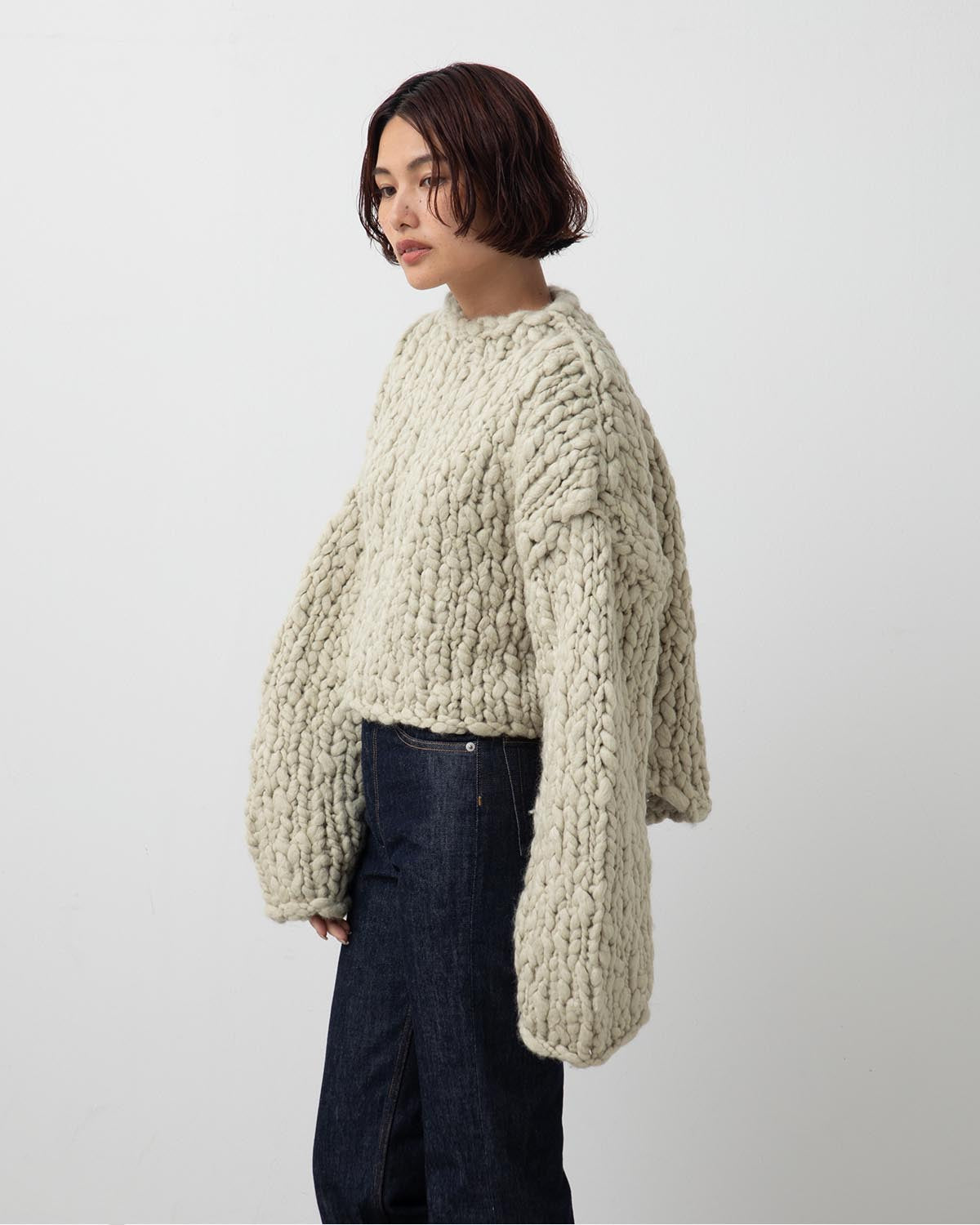 HAND-KNITTED LS SWEATER