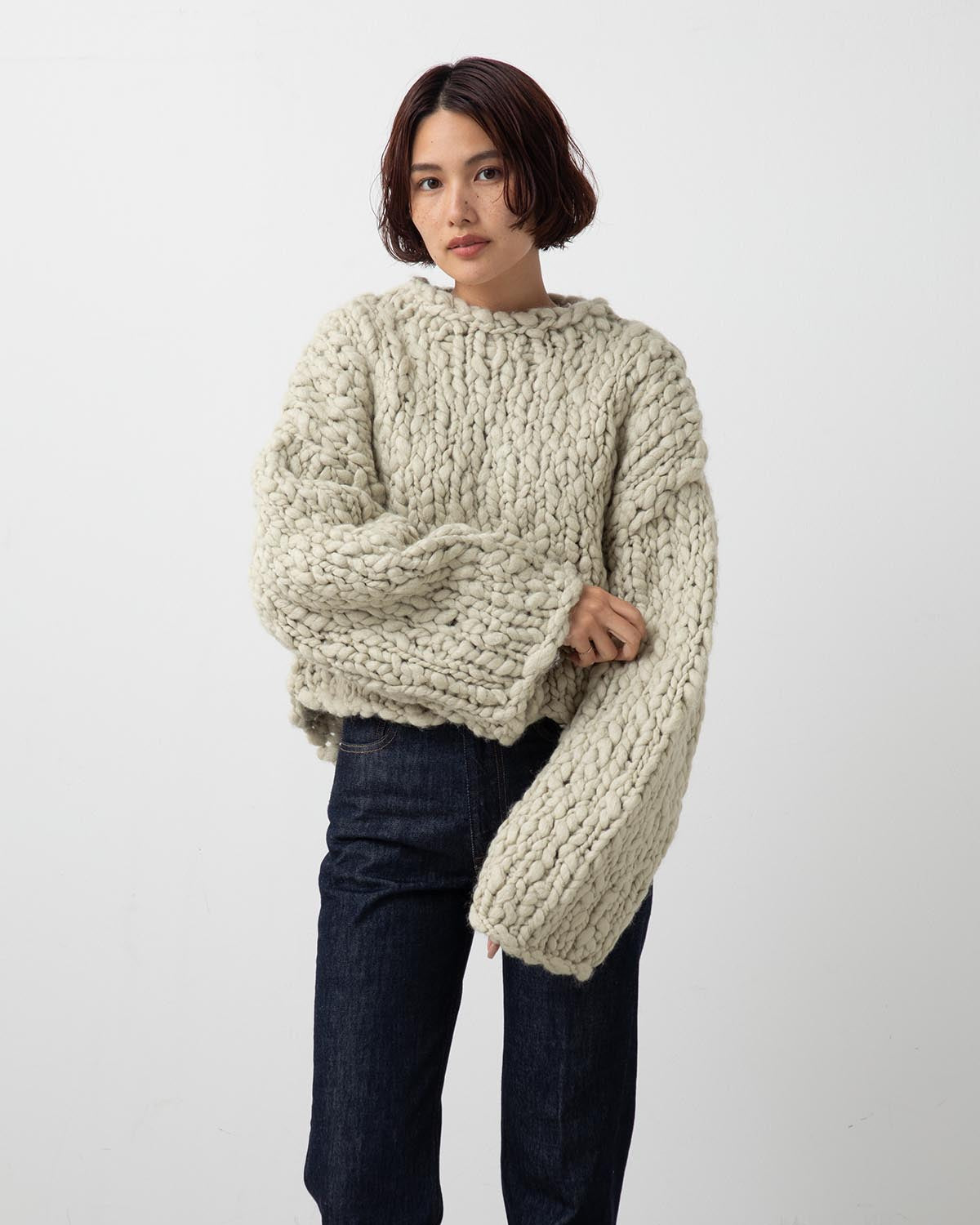 HAND-KNITTED LS SWEATER