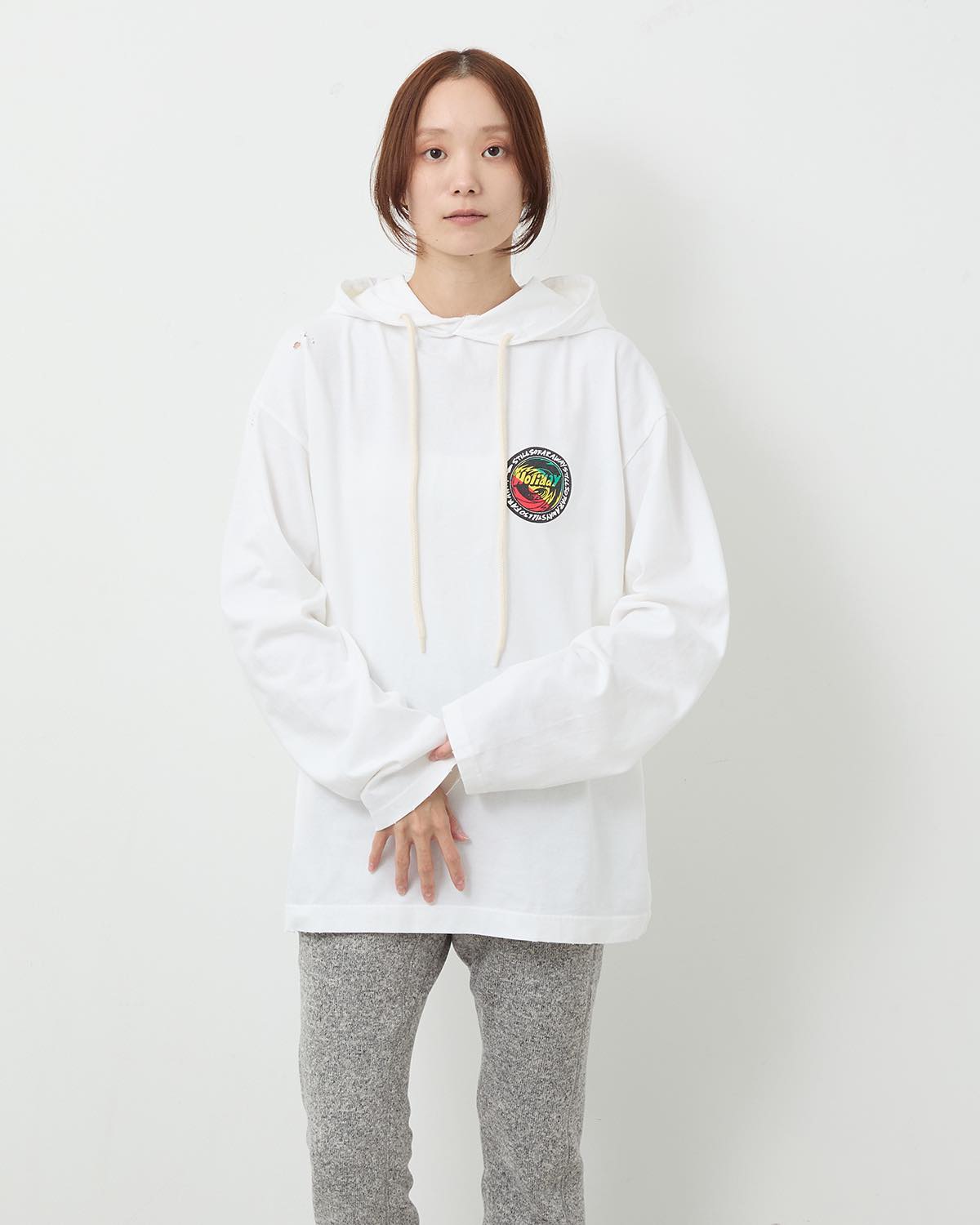 SUPER FINE DRY DAMAGE L/S HOODIE（RASTA CIRCLE）