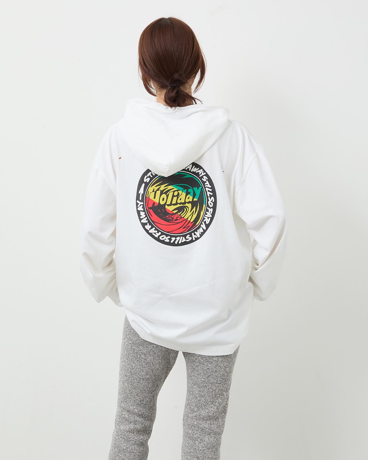 SUPER FINE DRY DAMAGE L/S HOODIE（RASTA CIRCLE）