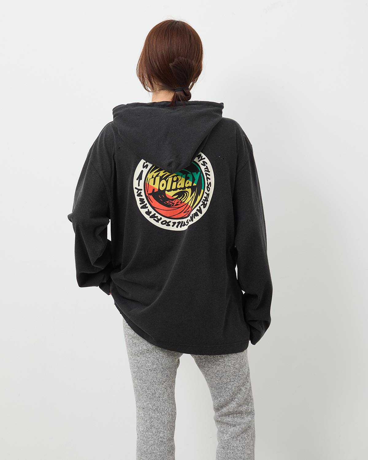SUPER FINE DRY DAMAGE L/S HOODIE（RASTA CIRCLE）
