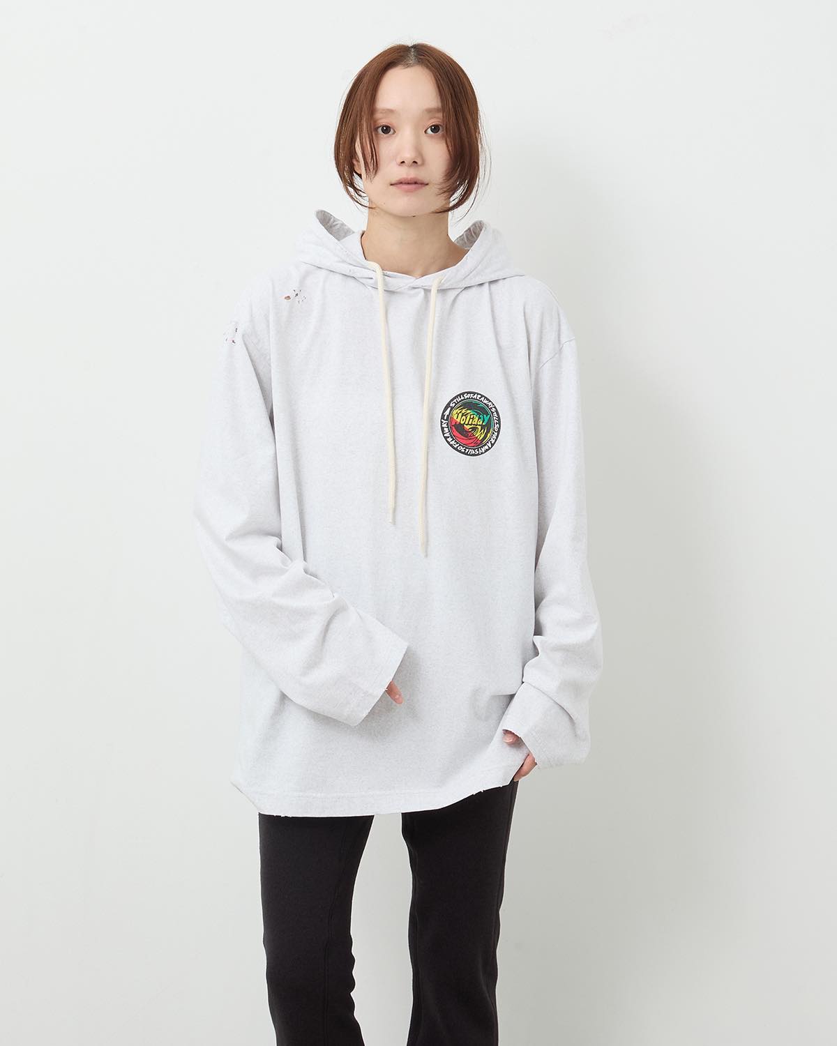 SUPER FINE DRY DAMAGE L/S HOODIE（RASTA CIRCLE）