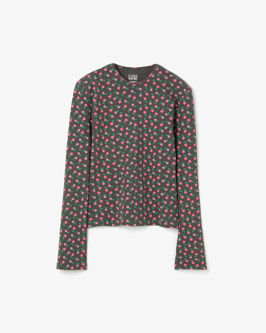 SUPER RIB PADDED SHOULDER CREW-NECK L/S TOPS（FLOWER） – COVERCHORD