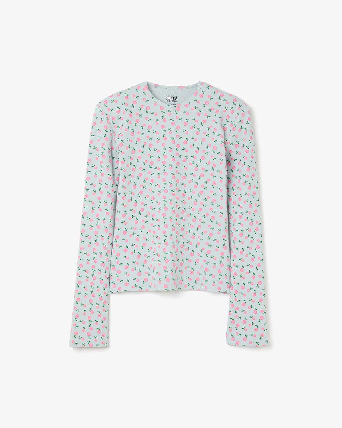 SUPER RIB PADDED SHOULDER CREW-NECK L/S TOPS（FLOWER） – COVERCHORD