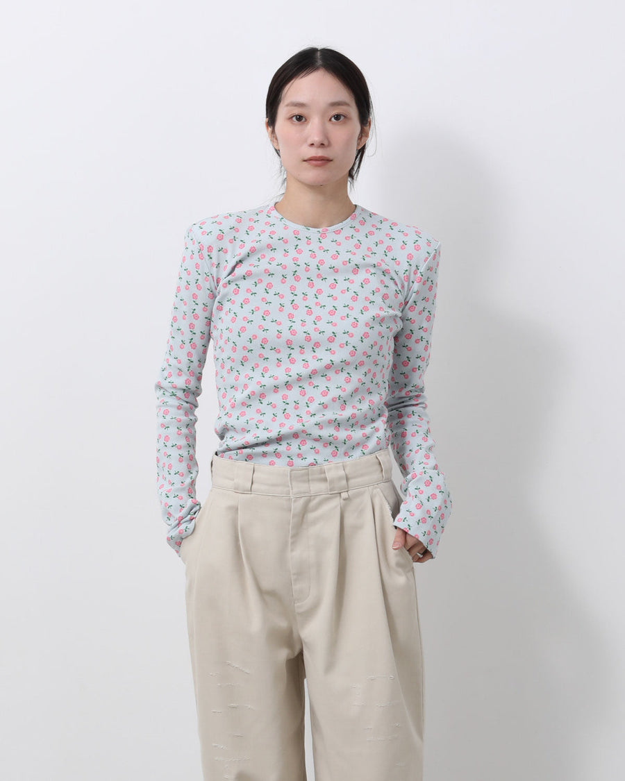 SUPER RIB PADDED SHOULDER CREW-NECK L/S TOPS（FLOWER） – COVERCHORD