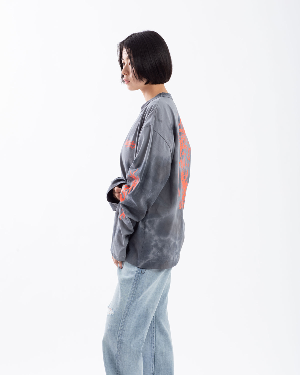 SUPER FINE DRY DAMAGE TIE-DYE L/S T-SHIRT（CIRCULATION）