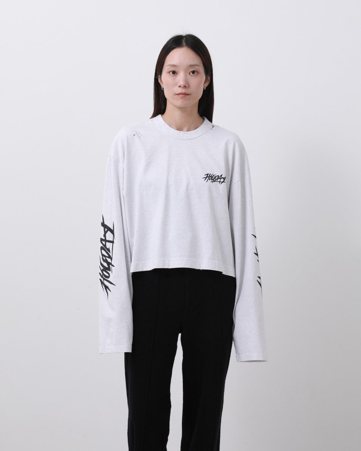 SUPER FINE DRY CROPPED DAMAGE L/S T-SHIRT（CIRCULATION）