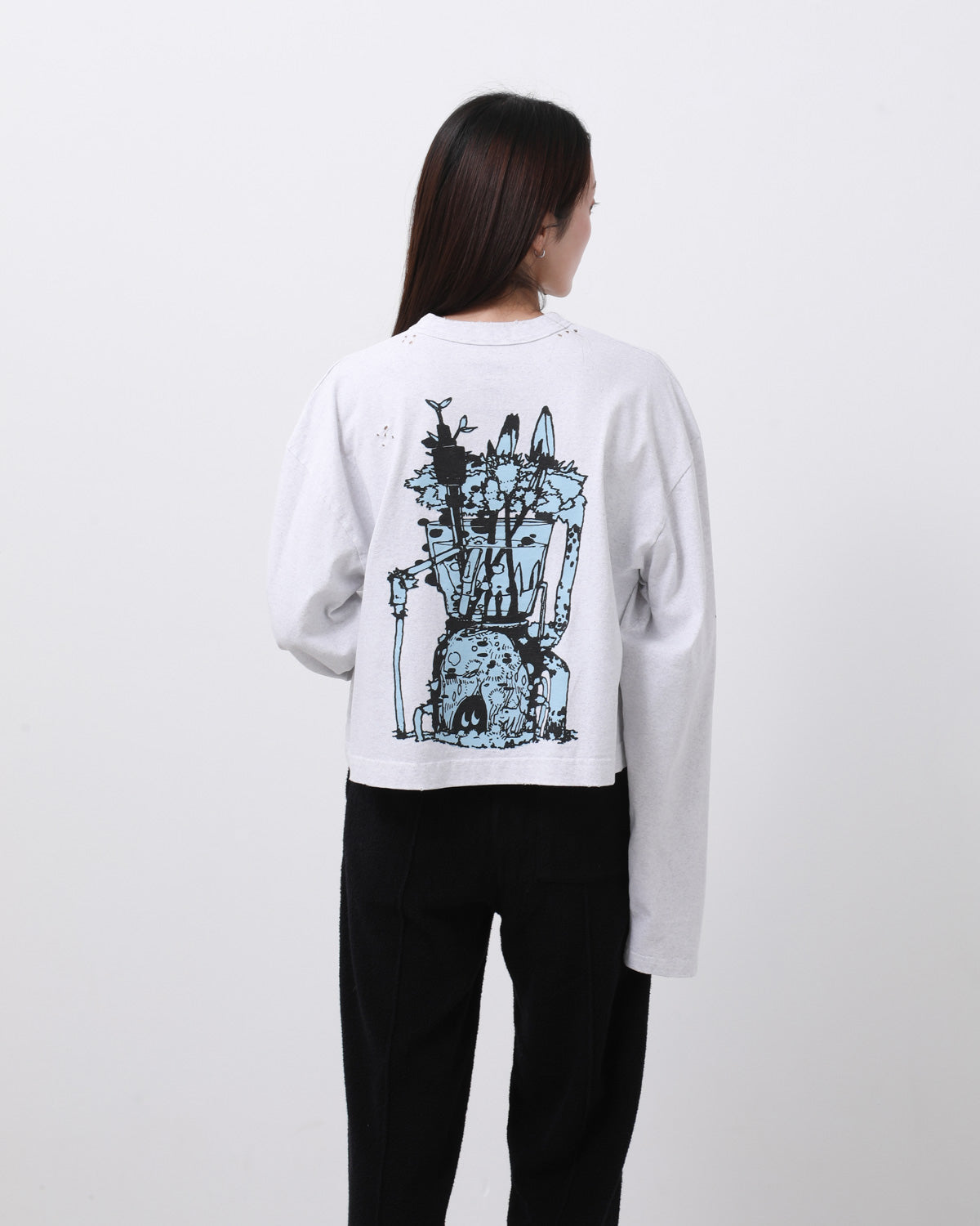 SUPER FINE DRY CROPPED DAMAGE L/S T-SHIRT（CIRCULATION）