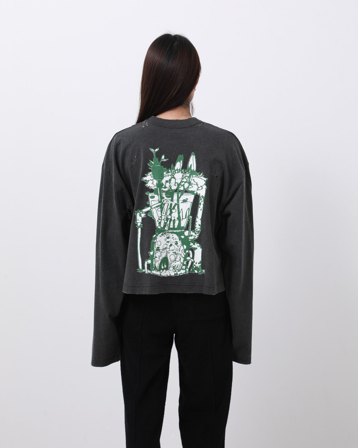 SUPER FINE DRY CROPPED DAMAGE L/S T-SHIRT（CIRCULATION）