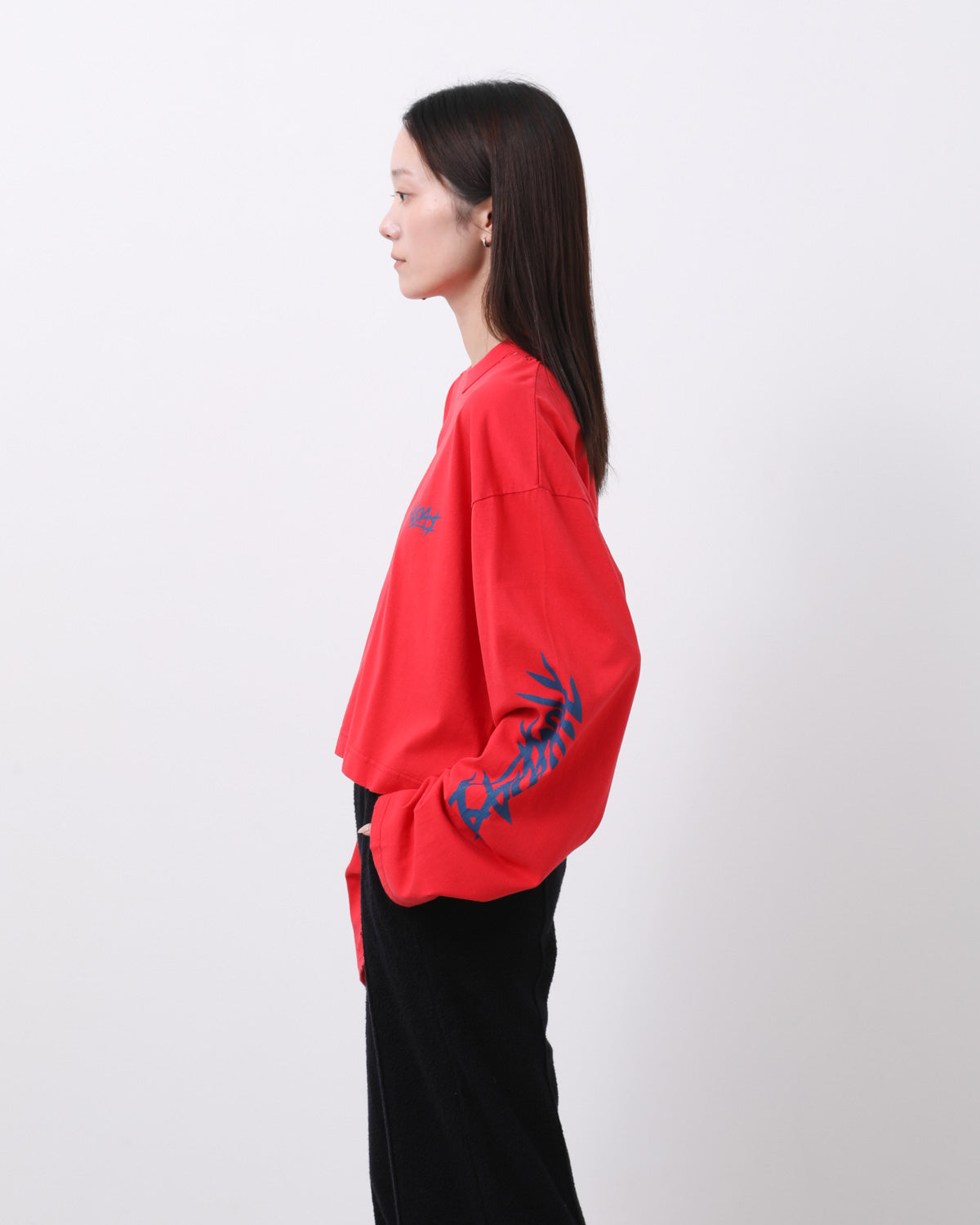SUPER FINE DRY CROPPED DAMAGE L/S T-SHIRT（CIRCULATION）