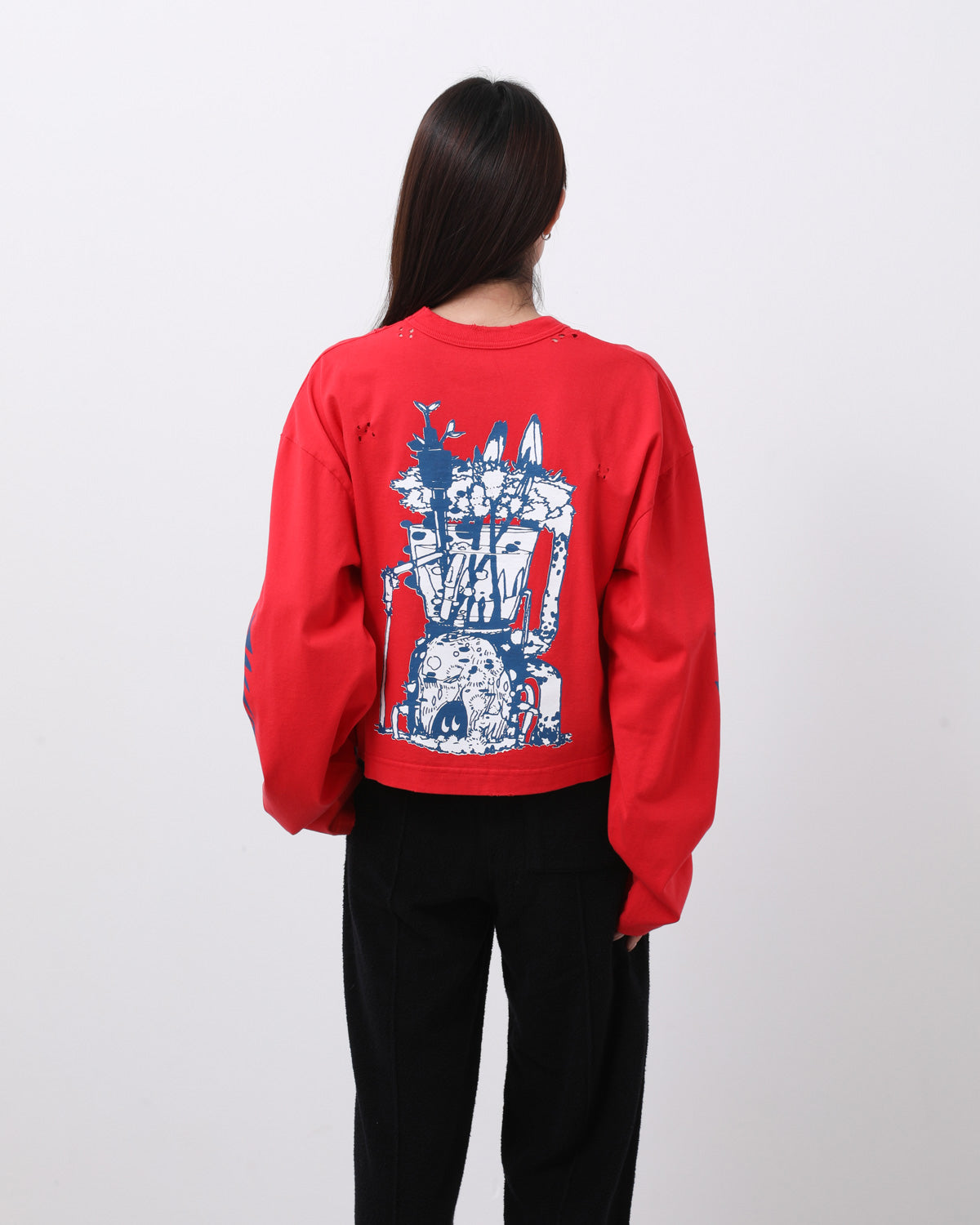 SUPER FINE DRY CROPPED DAMAGE L/S T-SHIRT（CIRCULATION）