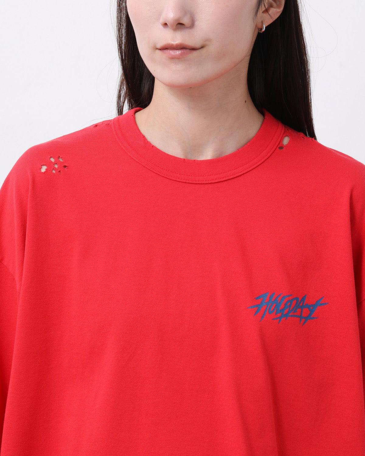 SUPER FINE DRY CROPPED DAMAGE L/S T-SHIRT（CIRCULATION）