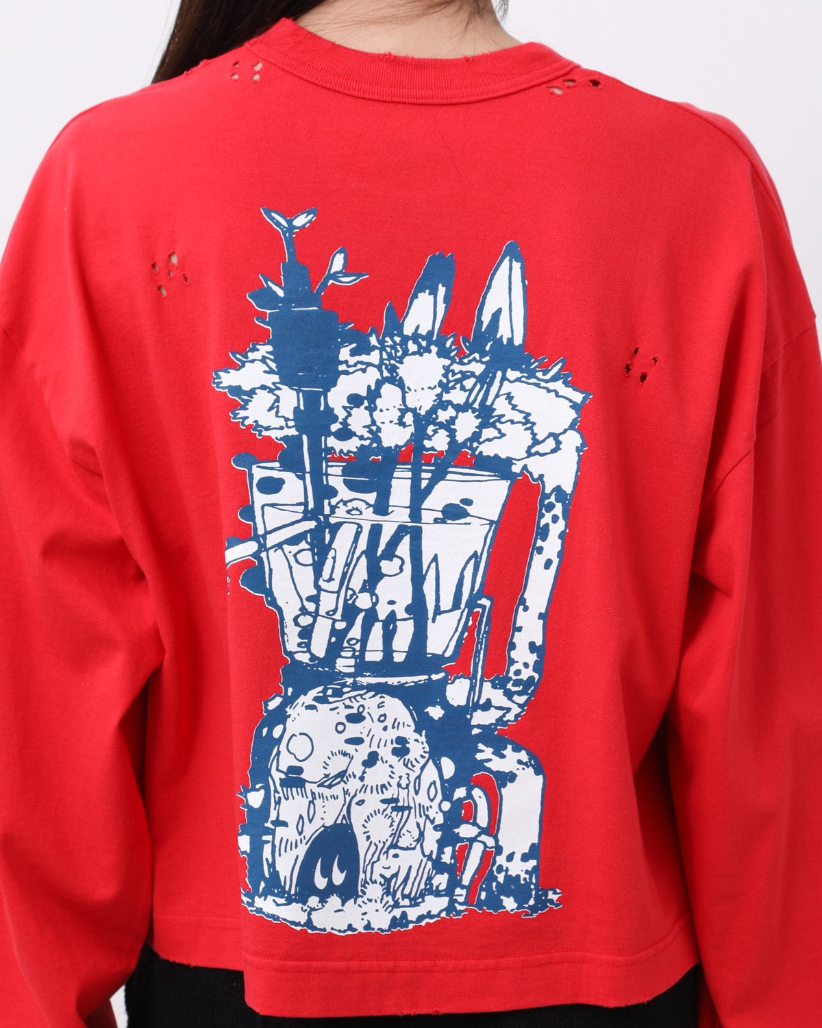 SUPER FINE DRY CROPPED DAMAGE L/S T-SHIRT（CIRCULATION）