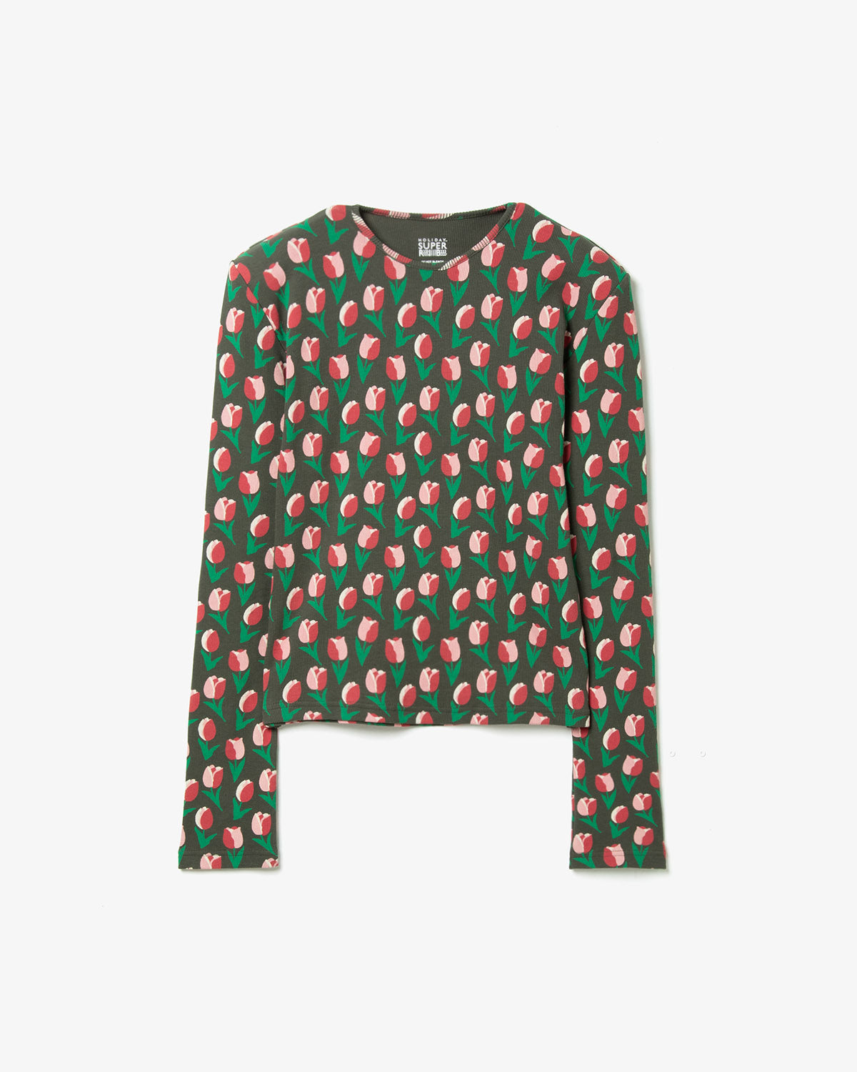SUPER RIB PADDED SHOULDER CREW-NECK L/S TOPS（TULIP）