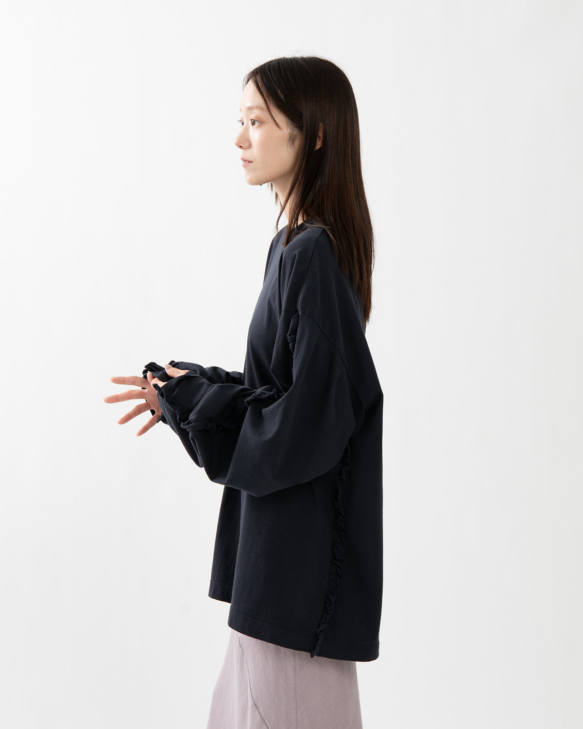 SUPER FINE DRY RUFFLE RUFFLE L/S TOPS