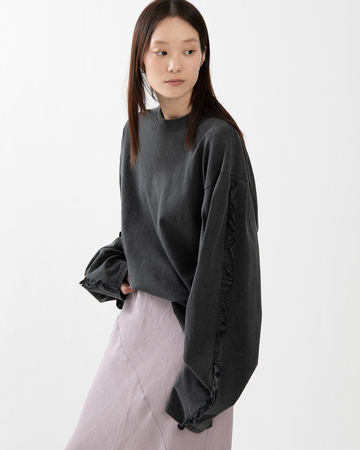 SUPER FINE DRY RUFFLE RUFFLE L/S TOPS